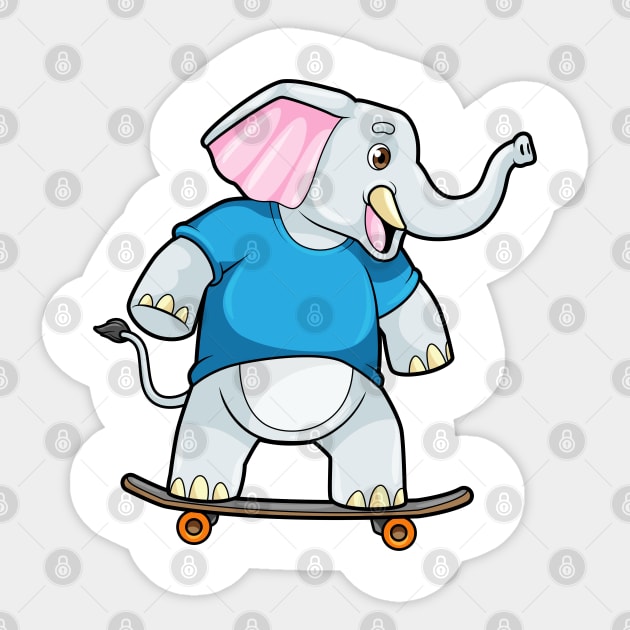 Elephant as Skater with Skateboard Sticker by Markus Schnabel